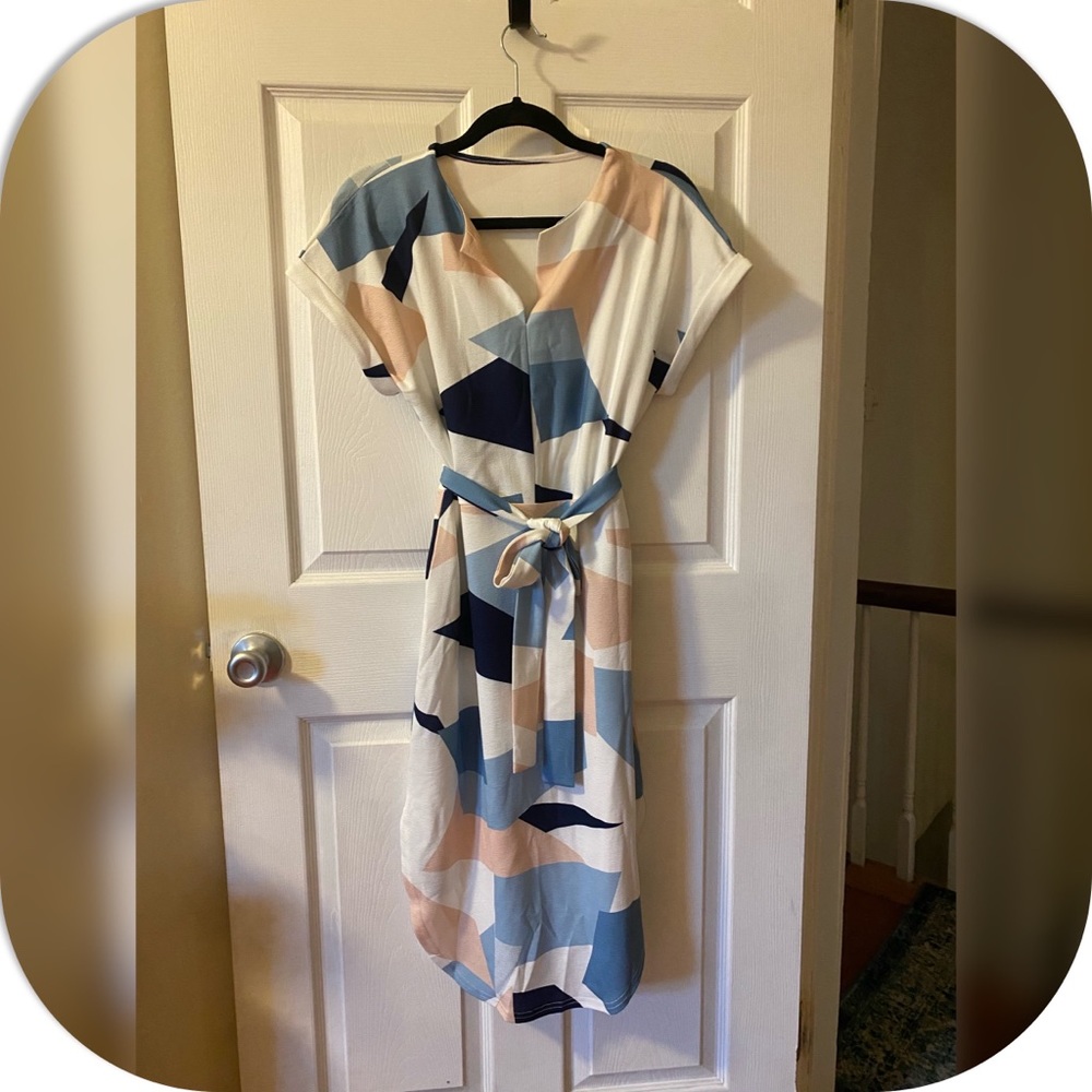 SHEIN scoop hem midi dress with removable waist band